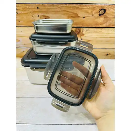 خرید-ظروف-نگهدارنده-غذا-استیل-3-تیکه-برند-unique-تک-و-عمده-کد-l1458