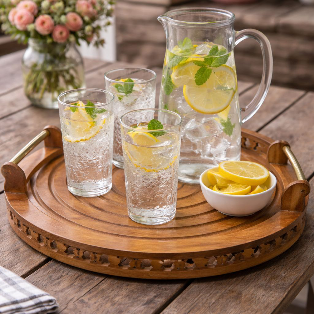 پخش سینی چوبی گرد تک و عمده کد Z3670