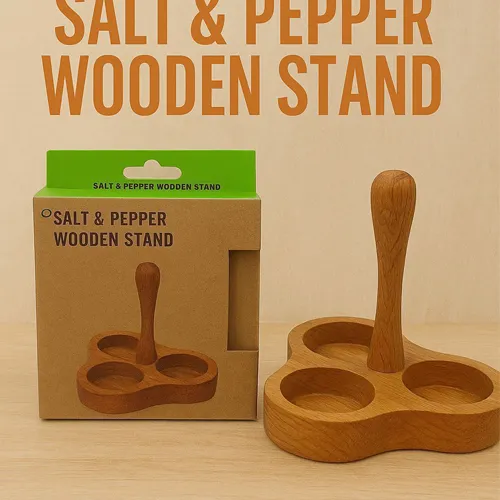 خرید پایه نمکدان چوبی 3تایی چوب راش تک و عمده کد G6933