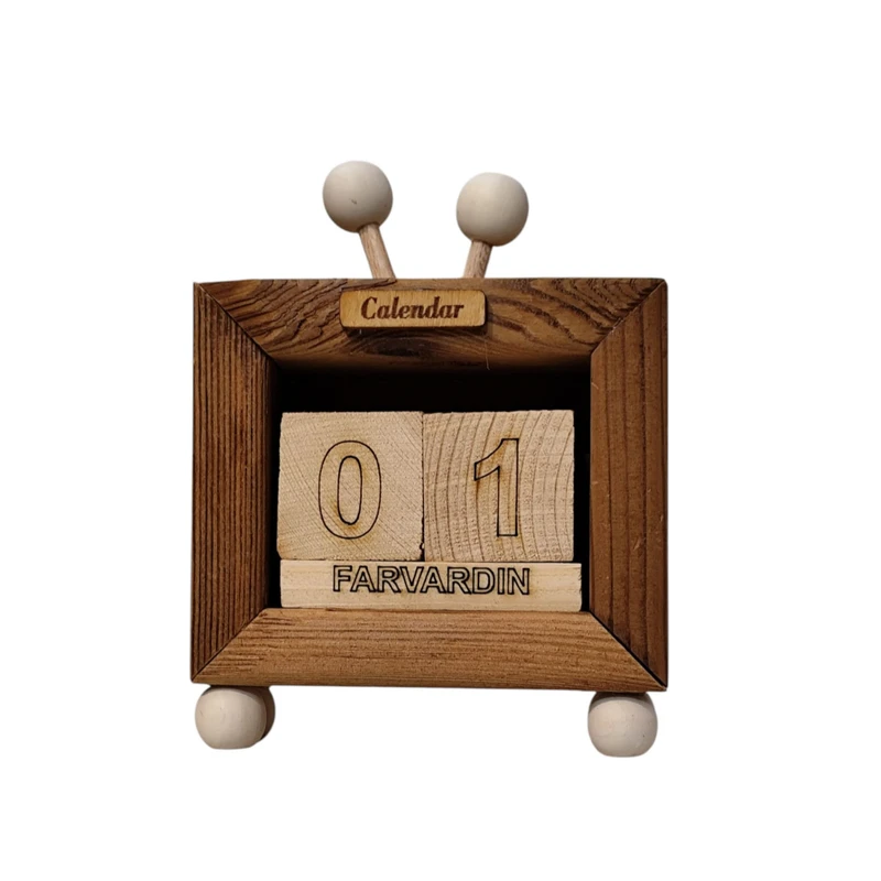 خرید تقویم رومیزی مدل چوبی کدe1837 تک و عمده