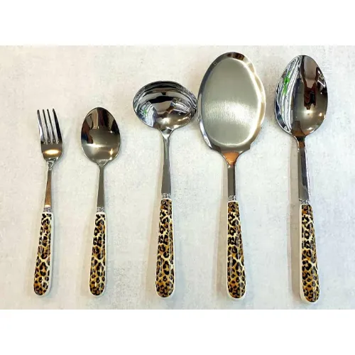 خرید ست قاشق و چنگال پلنگی دسته سرامیک تک و عمده کد G6973
