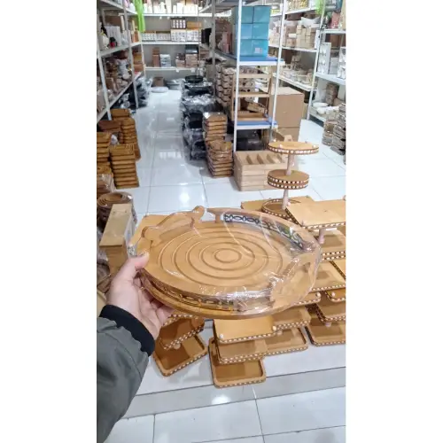 خرید سینی چوبی هیوا دایره کد E1859 تک و عمده