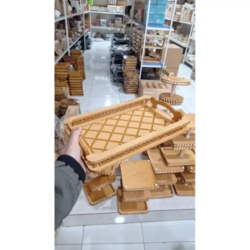 خرید سینی چوبی هیوا مستطیل کد E1861 تک و عمده