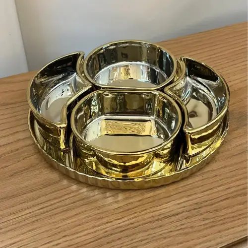 خرید اردوخوری طلایی ۴ خانه لاوین کد E1877 تک و عمده
