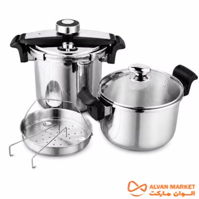 پخش زودپزدوقلو یونیک  مدل UM-1500 سرویس 5+7 لیتری استیل 18/10 تک و عمده کد Z3742