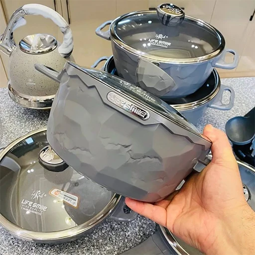 خرید سرویس قابلمه ۱۰ پارچه وگاتی سوپر گرانیت سنگی | Vaghati 10-Piece Stone Granite Pot Set