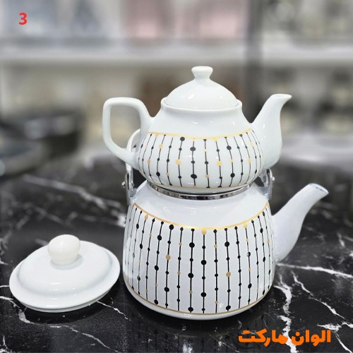 کتری-و-قوری-لعابی-طرح-دار