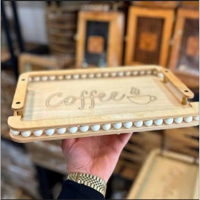 سینی چوبی  مهره دار کف لیزری کد N4545