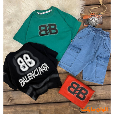 خرید ست تیشرت و شلوارک بچه گانه مدل جدید تک و عمده F887