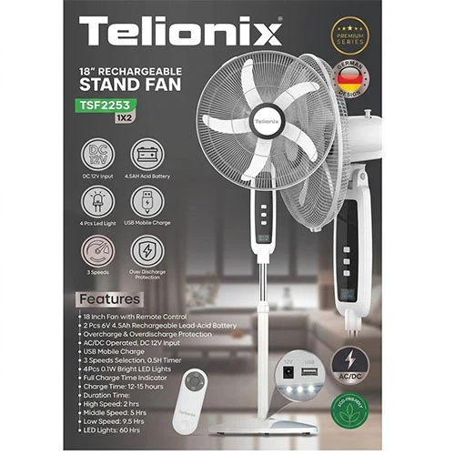 خرید پنکه ایستاده Telionix مدل TSF2253 تک و عمده L1741
