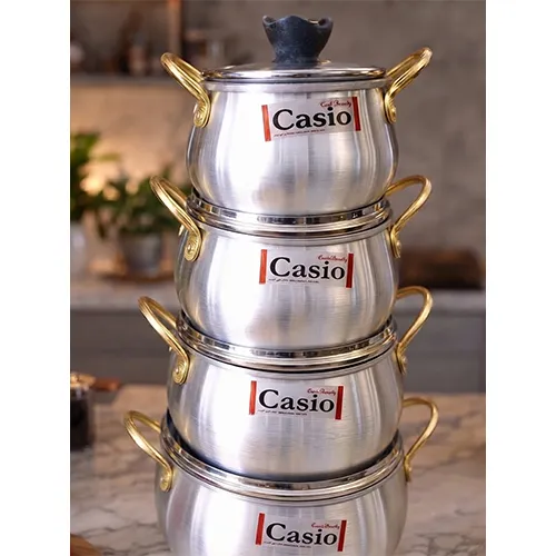 خرید سرویس ۱۰ پارچه کاسیو خمره‌ای دسته طلایی | Casio Pot-Shape Cookware Set 10-Piece