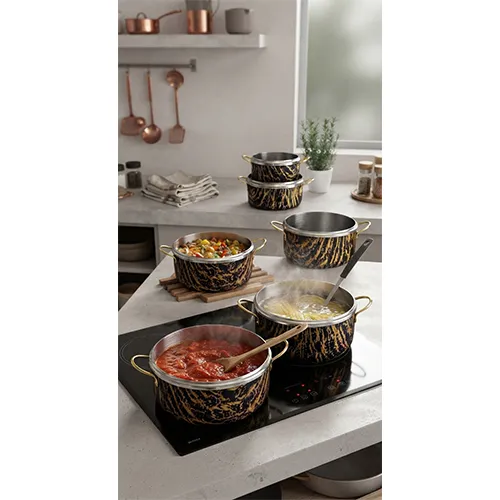 خرید سرویس ۱۴ پارچه ماه تفلن ماربل | Mah Teflon Marble Cookware Set 14-Piece