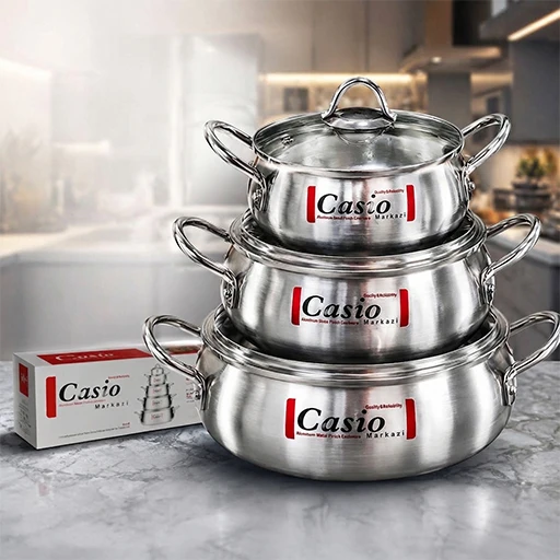 خرید سه تابه کاسیو درب‌دار اورجینال | Casio 3-Piece Covered Fry Pan Set