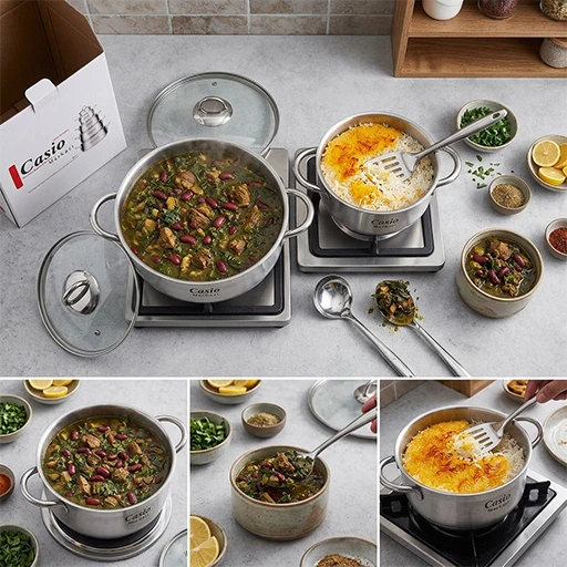 خرید سه تابه کاسیو درب‌دار اورجینال | Casio 3-Piece Covered Fry Pan Set