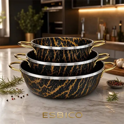 خرید سه تابه ۲۸ ماربل اسبیکو | Espico 3-Piece Marble Fry Pan Set
