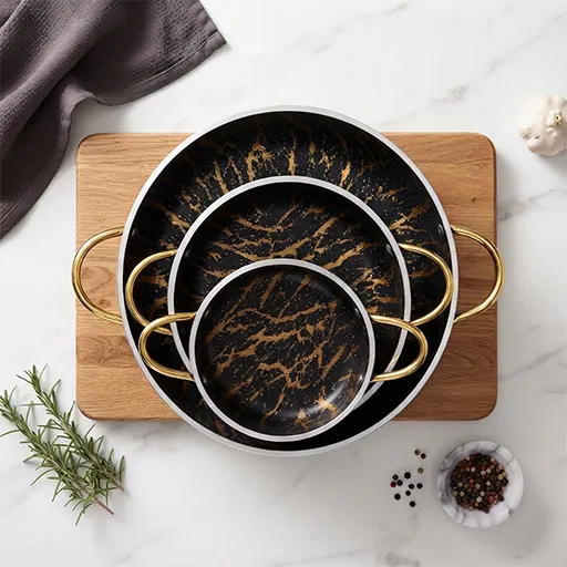 خرید سه تابه ۲۸ ماربل اسبیکو | Espico 3-Piece Marble Fry Pan Set