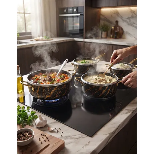 خرید سرویس ماربل ۱۴ پارچه ماه تفلون | Mah Teflon 14-Piece Marble Cookware Set