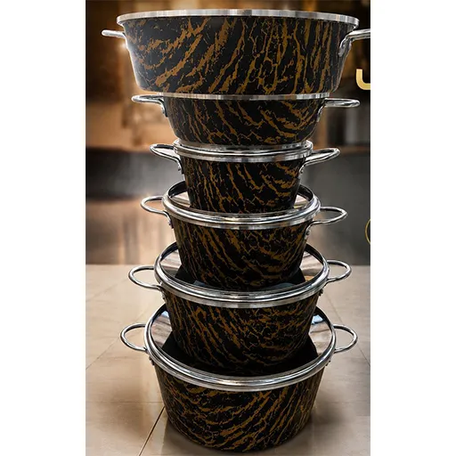 خرید سرویس ۱۰ پارچه ماربل گلدانی سایز ۳۲ | 10-Piece Marble Pot-Shape Cookware Set 32