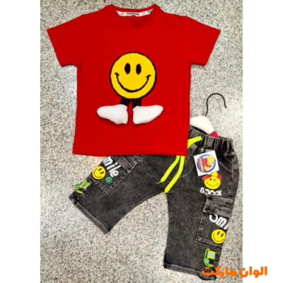 خریدست بلوز و شلوارک بچه گانه طرح لبخند مدل جدید C148