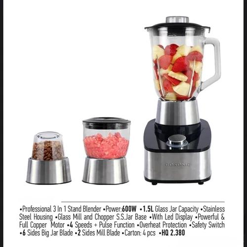 مخلوط کن سه کاره گوسونیک مدل GSB-6600 ظرفیت ۱.۵ لیتر ۴ سرعته ALV-7392