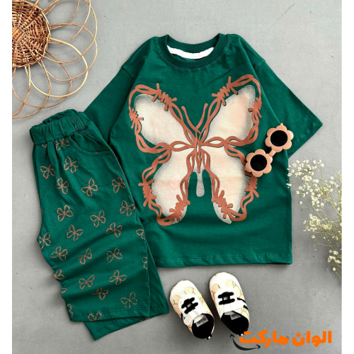 Buy new model girls' butterfly t-shirt and shorts, single and wholesale A174