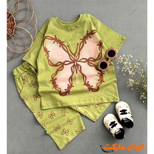 Buy new model girls' butterfly t-shirt and shorts, single and wholesale A174