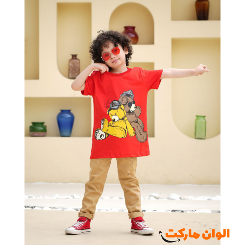 Buy a new model of a two-bear sports T-shirt for children, single and wholesale A172