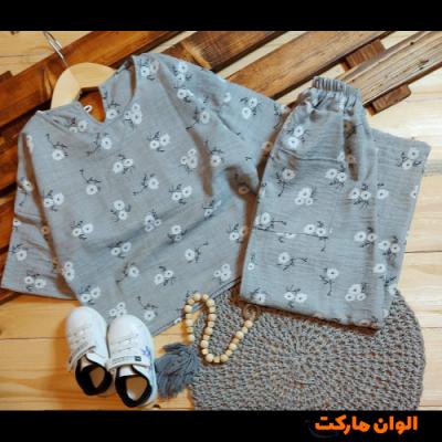 تولیدی  ست تیشرت و شلوار کراپ دخترانه مدل جدید C051