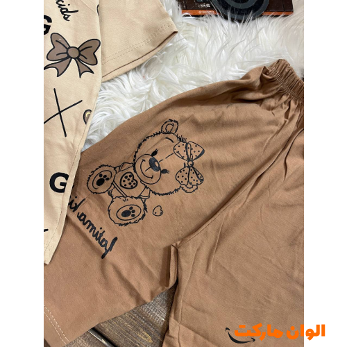 Wholesale-buy-brown-t-shirt-pants-teddy-set