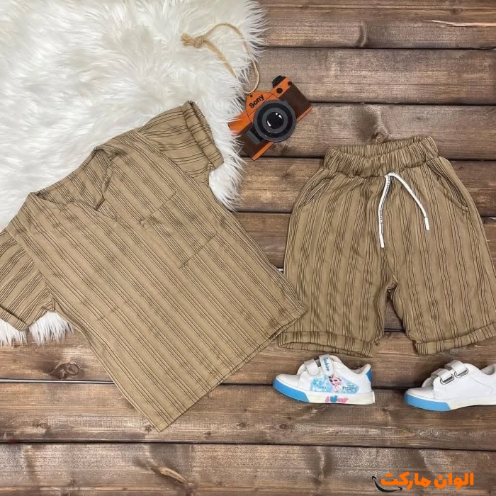 Boys' T-shirt and pants set, Cuban collar, wholesale