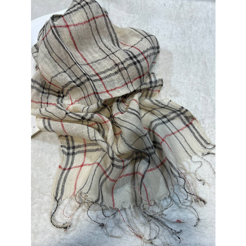 Women's scarf, silk-polyester, black, wooden tassel 013