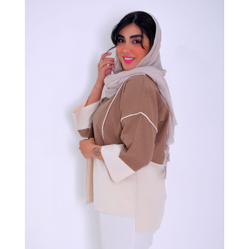خرید مانتو زنانه مدل لینن مدل مغزی‌دوزی C264 تک و عمده