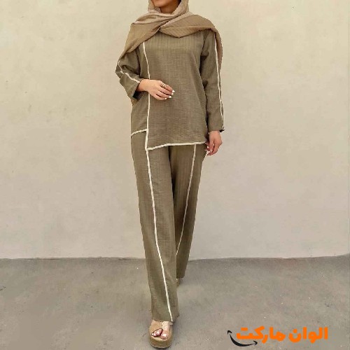 Women's shirt and pants set, wooden button model, 271