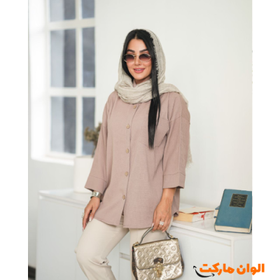 انتاج معطف نسائي تصمیم القمیص مزود بأزرار أمامیة رقم المنتج C347