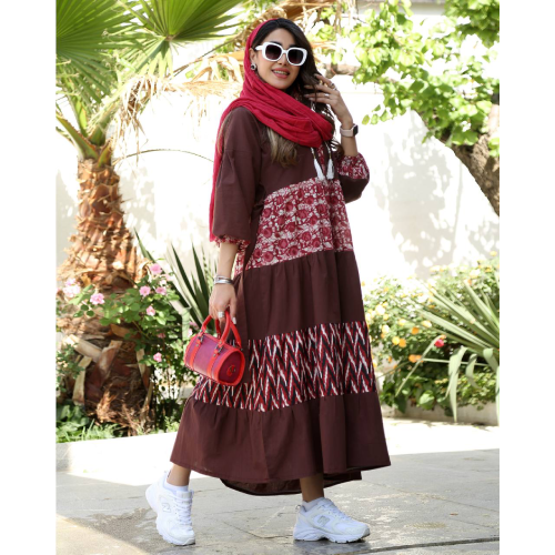 Women's coat, kaftan model, Indian embroidery, linen