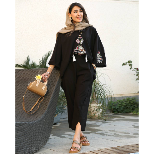 Summer Collection, Coat, Kaftan, Rose, Linen, Combination, with Indian Embroidery Needlework, 389