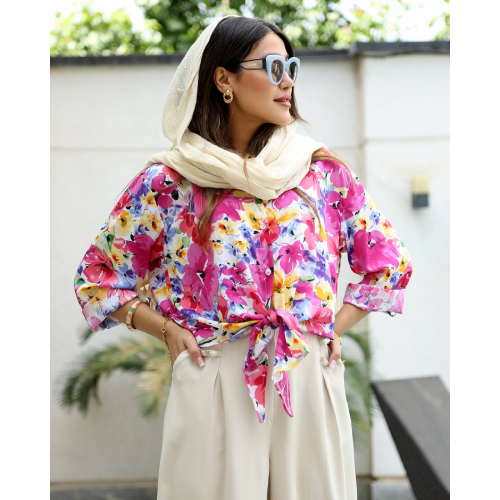 Summer Collection, Coat, Kaftan, Rose, Linen, Combination, with Indian Embroidery Needlework, 390