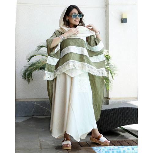 Women's coat, beach-style, summer-style, linen-patterned, free-size, suitable for sizes 38 to 48.