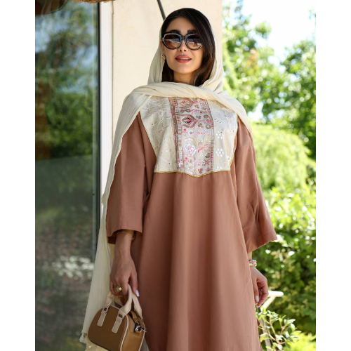 Women's coat, coat and sundress model, collar-archal, free size, combination of natural linen and guipure-c