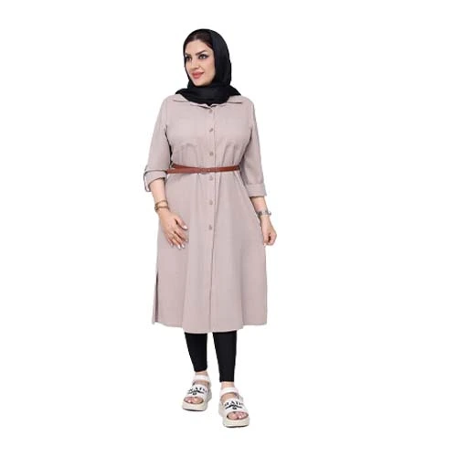 معطف نسائي موديل رياضي شانتون بحزام طالبة مكتب طويل 415