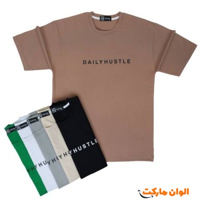‎تیشرت مردانه باکسی استین سه ربع طرح DAILY HUSTLE  سایز بزرگ G376 تک و عمده