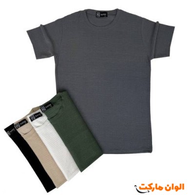 تیشرت مردانه پارچه مراکشی طرح ریب سایز بزرگ G394 تک و عمده