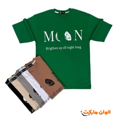 ‎تیشرت مردانه باکسی استین سه ربع طرح MOONسایز بزرگ G406 تک وعمده