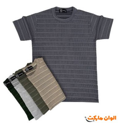 تیشرت مردانه پارچه مراکشی طرح ریپل سایز بزرگ G415 تک و عمده