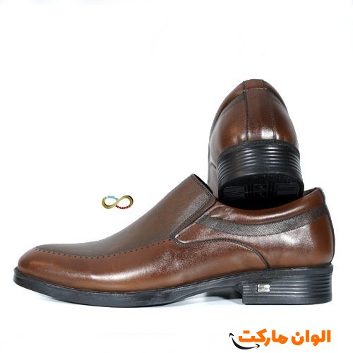 کفش اداری و مجلسی مردانه زیره طبی با چرم طبیعی قهوه ای کد C456
