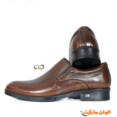 کفش اداری و مجلسی مردانه زیره طبی با چرم طبیعی قهوه ای کد C456