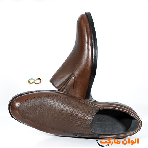 کفش اداری و مجلسی مردانه زیره طبی با چرم طبیعی قهوه ای کد C456