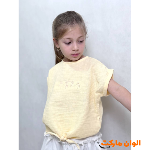 Children's crop top, guipure-pocket-knot model, code 1422-g, cheap with quality