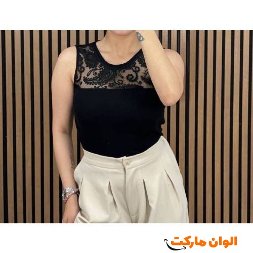 تاپ زنانه مدل یقه گیپوری کد G1586