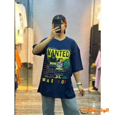 تیشرت زنانه لانگ قواره دار مدل wanted کد G1590